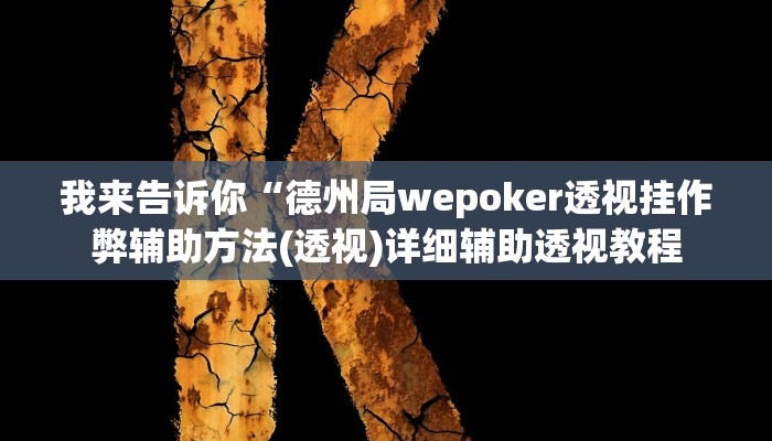 我来告诉你“德州局wepoker透视挂作弊辅助方法(透视)详细辅助透视教程