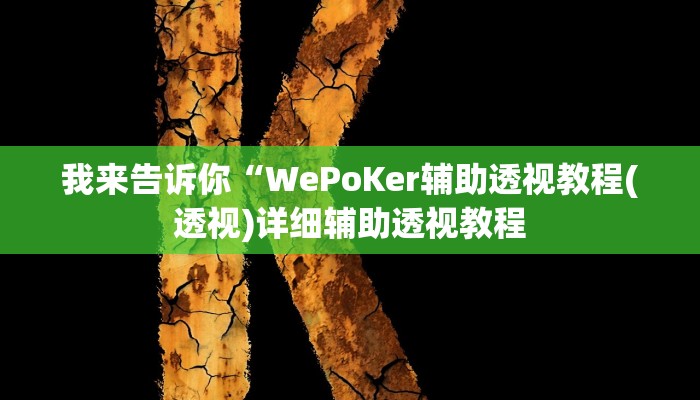 我来告诉你“WePoKer辅助透视教程(透视)详细辅助透视教程