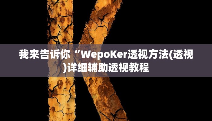 我来告诉你“WepoKer透视方法(透视)详细辅助透视教程