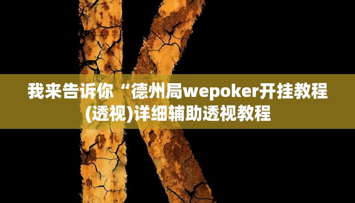 我来告诉你“德州局wepoker开挂教程(透视)详细辅助透视教程