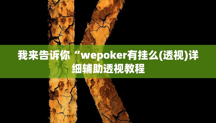 我来告诉你“wepoker有挂么(透视)详细辅助透视教程