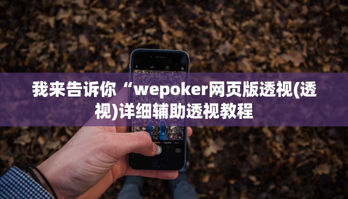我来告诉你“wepoker网页版透视(透视)详细辅助透视教程
