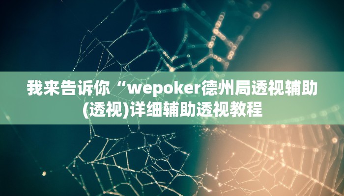 实测辅助”wepoker私人局作弊挂”(详细开挂教程)