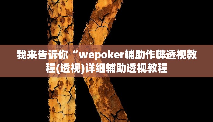 我来告诉你“wepoker辅助作弊透视教程(透视)详细辅助透视教程