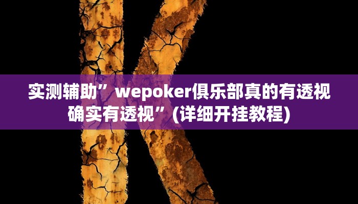 实测辅助”wepoker俱乐部真的有透视确实有透视”(详细开挂教程)