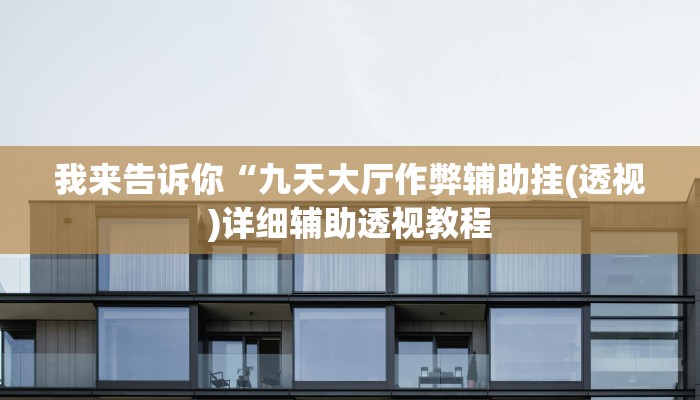我来告诉你“九天大厅作弊辅助挂(透视)详细辅助透视教程