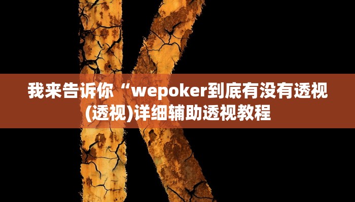 我来告诉你“wepoker到底有没有透视(透视)详细辅助透视教程