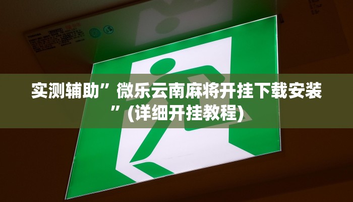 实测辅助”微乐云南麻将开挂下载安装”(详细开挂教程)