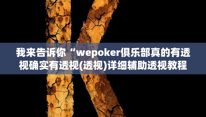 我来告诉你“德扑之星辅助挂开挂方法(透视)详细辅助透视教程