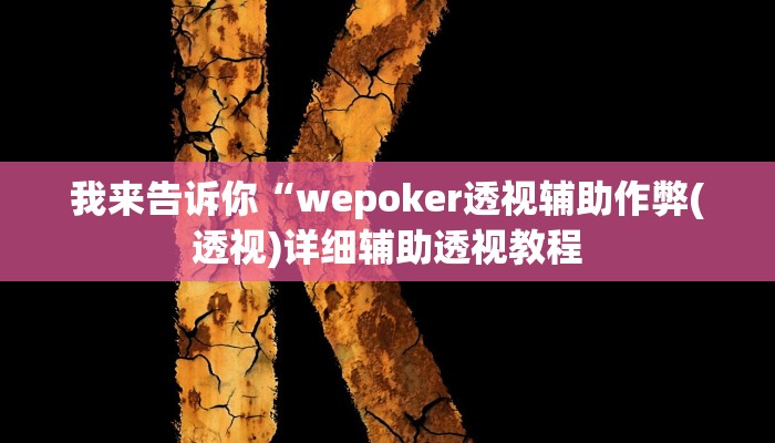 我来告诉你“wepoker透视辅助作弊(透视)详细辅助透视教程