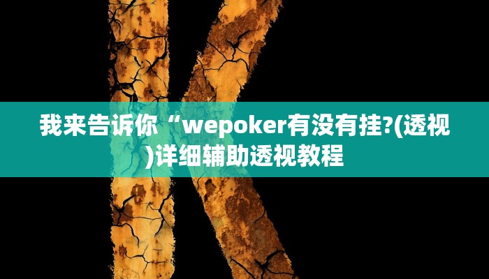 我来告诉你“wepoker有没有挂?(透视)详细辅助透视教程