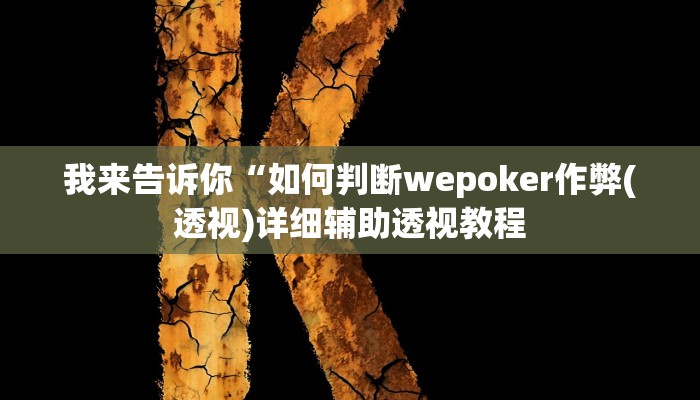 我来告诉你“如何判断wepoker作弊(透视)详细辅助透视教程