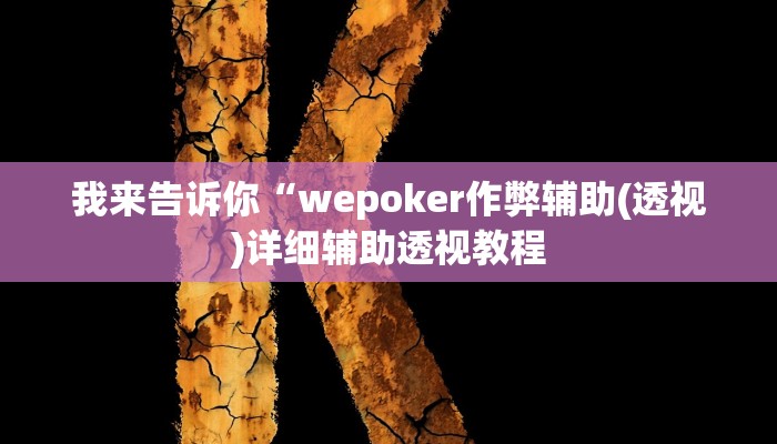 我来告诉你“wepoker作弊辅助(透视)详细辅助透视教程