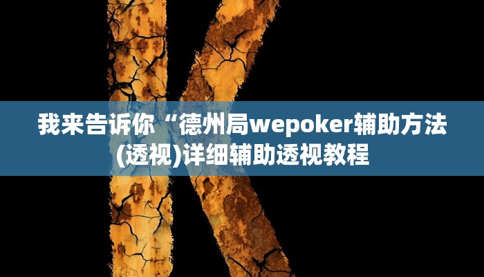 我来告诉你“德州局wepoker辅助方法(透视)详细辅助透视教程