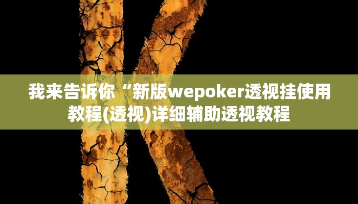我来告诉你“新版wepoker透视挂使用教程(透视)详细辅助透视教程