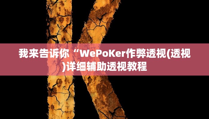 实测辅助”wepoker私人局透视挂”(详细开挂教程)