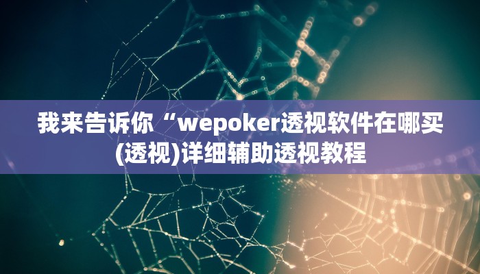 我来告诉你“wepoker透视挂作弊辅助方法(透视)详细辅助透视教程