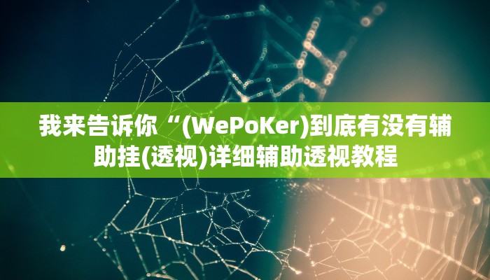我来告诉你“(WePoKer)到底有没有辅助挂(透视)详细辅助透视教程