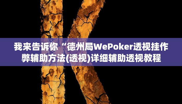 我来告诉你“德州局WePoker透视挂作弊辅助方法(透视)详细辅助透视教程