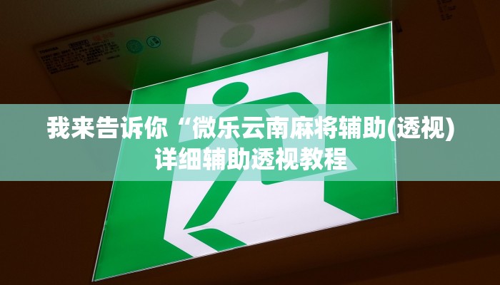我来告诉你“微乐麻将挂(透视)详细辅助透视教程