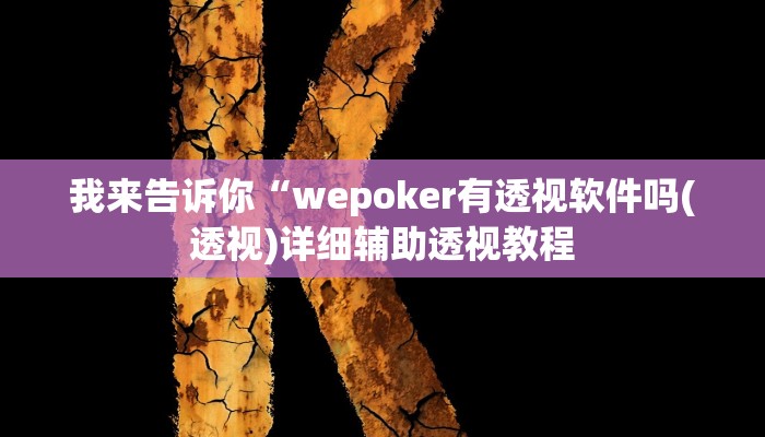 我来告诉你“(WePoKer)开挂透视教程(透视)详细辅助透视教程
