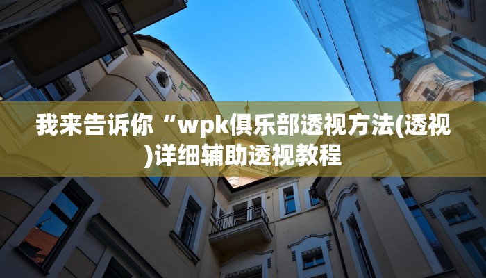 我来告诉你“wpk俱乐部透视方法(透视)详细辅助透视教程