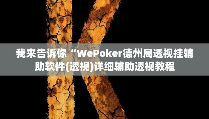 我来告诉你“WePoker德州局透视挂辅助软件(透视)详细辅助透视教程