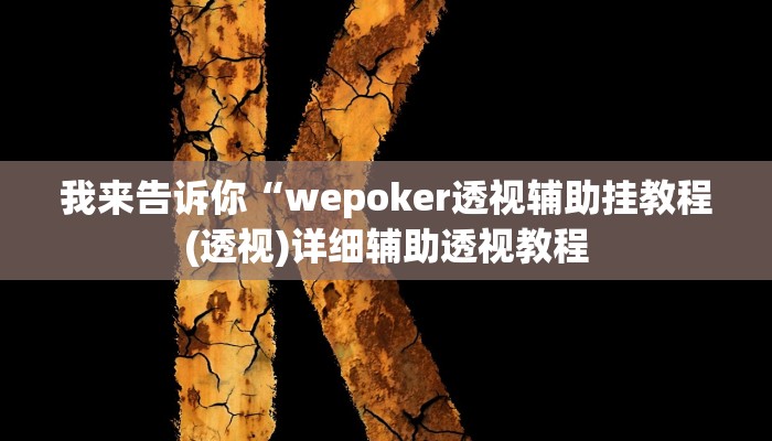 我来告诉你“wepoker透视辅助挂教程(透视)详细辅助透视教程