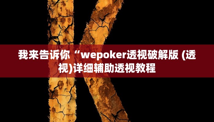 我来告诉你“wepoker透视破解版 (透视)详细辅助透视教程
