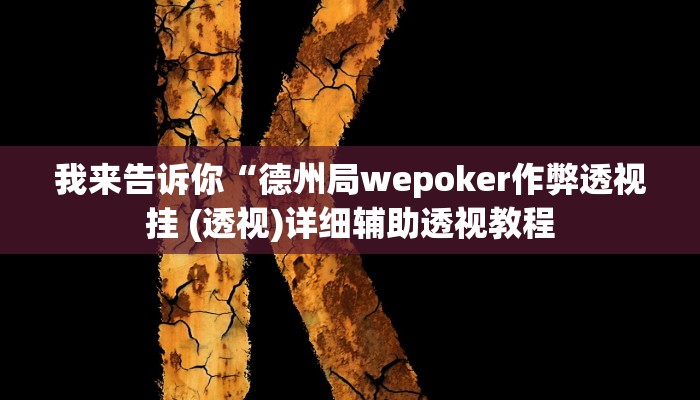 我来告诉你“德州局wepoker作弊透视挂 (透视)详细辅助透视教程