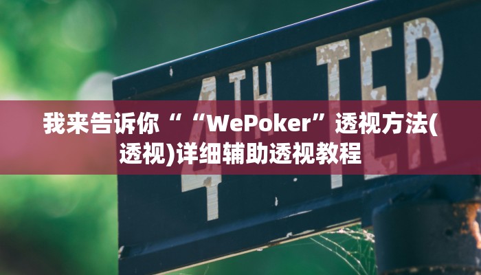 我来告诉你““WePoker”透视方法(透视)详细辅助透视教程