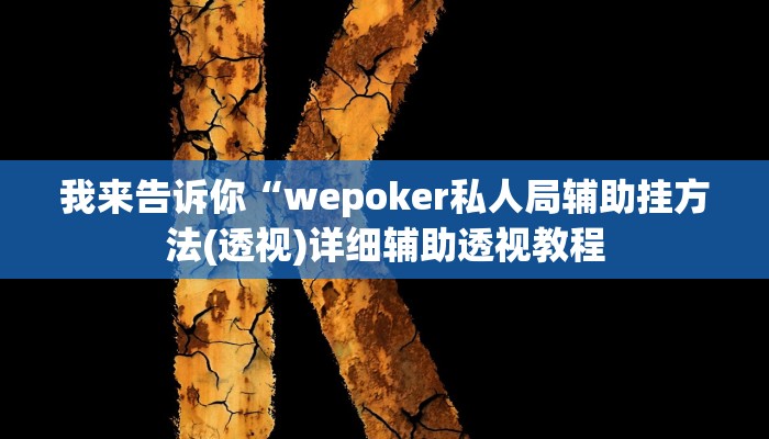 我来告诉你“wepoker私人局辅助挂方法(透视)详细辅助透视教程
