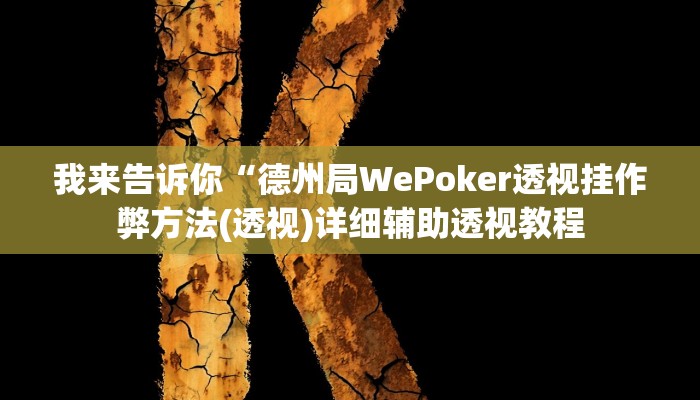 我来告诉你“德州局WePoker透视挂作弊方法(透视)详细辅助透视教程