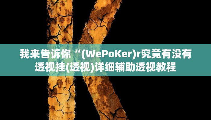 我来告诉你“(WePoKer)r究竟有没有透视挂(透视)详细辅助透视教程