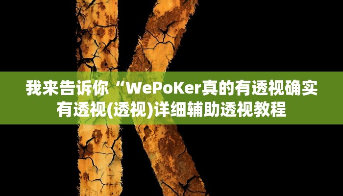 我来告诉你“WePoKer真的有透视确实有透视(透视)详细辅助透视教程