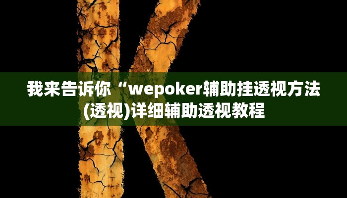 我来告诉你“wepoker辅助挂透视方法(透视)详细辅助透视教程