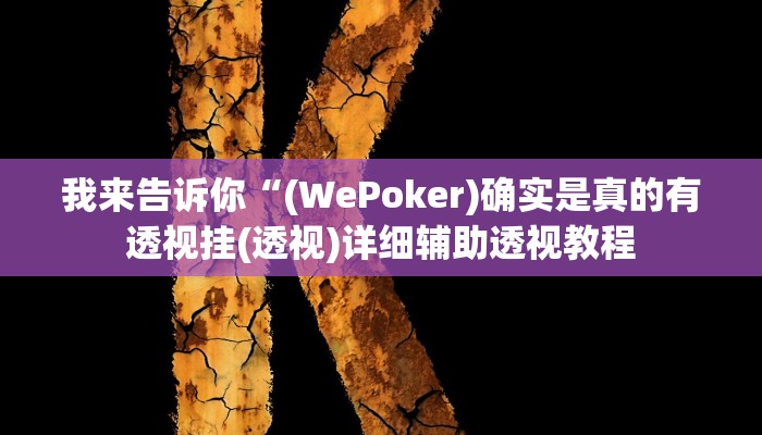 我来告诉你“(WePoker)确实是真的有透视挂(透视)详细辅助透视教程
