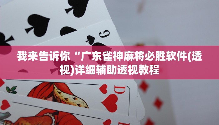 我来告诉你“广东雀神麻将必胜软件(透视)详细辅助透视教程
