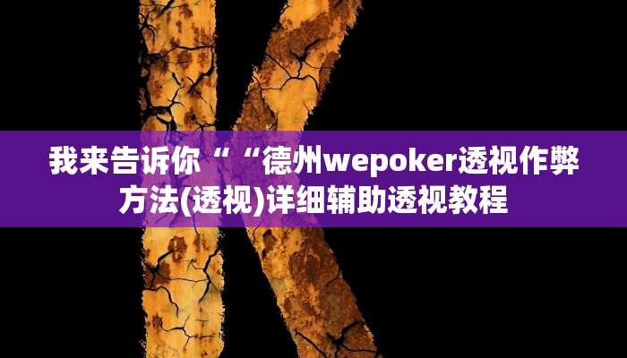 我来告诉你““德州wepoker透视作弊方法(透视)详细辅助透视教程
