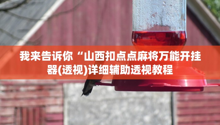 我来告诉你“山西扣点点麻将万能开挂器(透视)详细辅助透视教程
