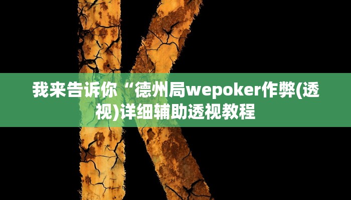 我来告诉你“德州局wepoker作弊(透视)详细辅助透视教程