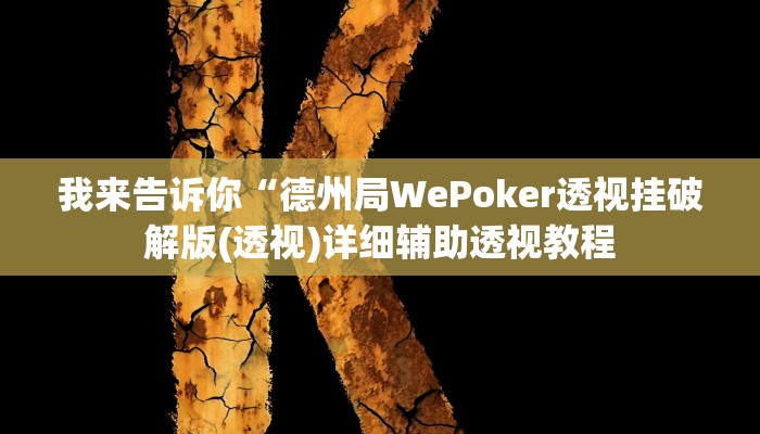 我来告诉你“德州局WePoker透视挂破解版(透视)详细辅助透视教程