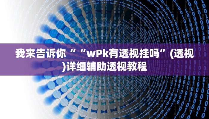 我来告诉你““wPk有透视挂吗”(透视)详细辅助透视教程