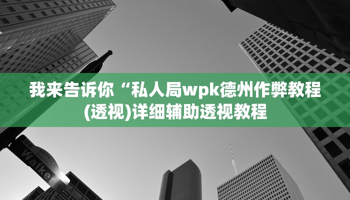 我来告诉你“私人局wpk德州作弊教程(透视)详细辅助透视教程