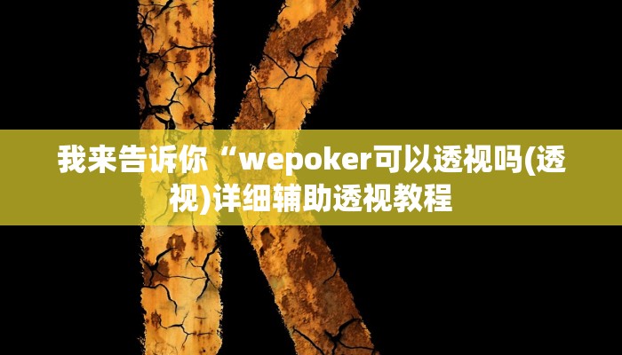 我来告诉你“wepoker可以透视吗(透视)详细辅助透视教程