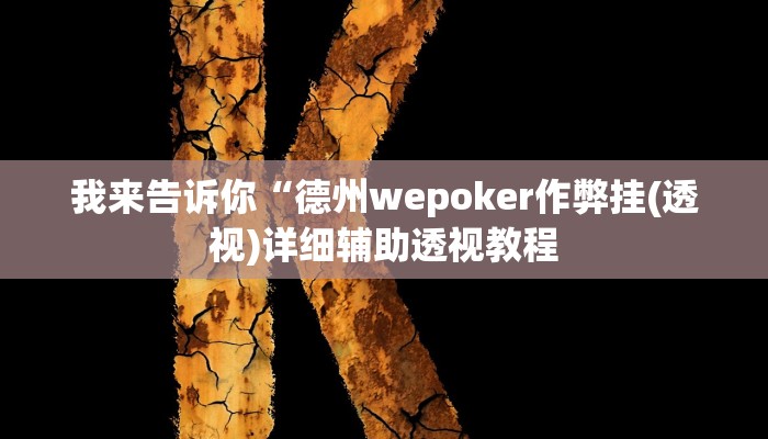 我来告诉你“德州wepoker作弊挂(透视)详细辅助透视教程