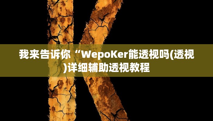我来告诉你“WepoKer能透视吗(透视)详细辅助透视教程