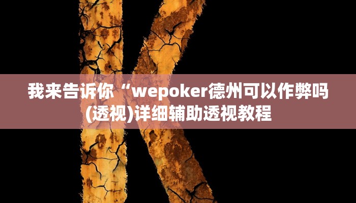 我来告诉你“wepoker透视作弊软件德州局(透视)详细辅助透视教程