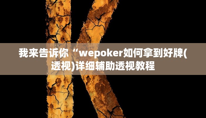 我来告诉你“wepoker如何拿到好牌(透视)详细辅助透视教程