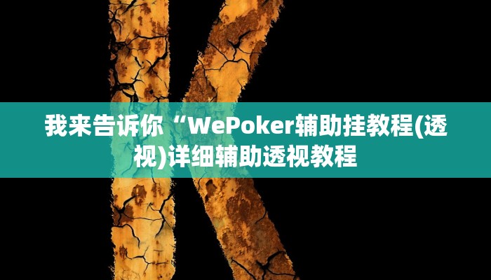 我来告诉你“WePoker辅助挂教程(透视)详细辅助透视教程